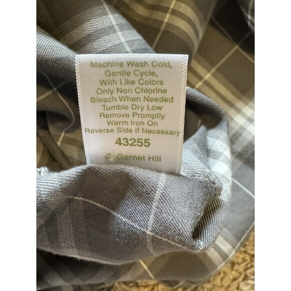 Garnet Hill Grey Plaid Button Down Dress Size 8 Organic Pima Cotton Classic - Picture 7 of 9